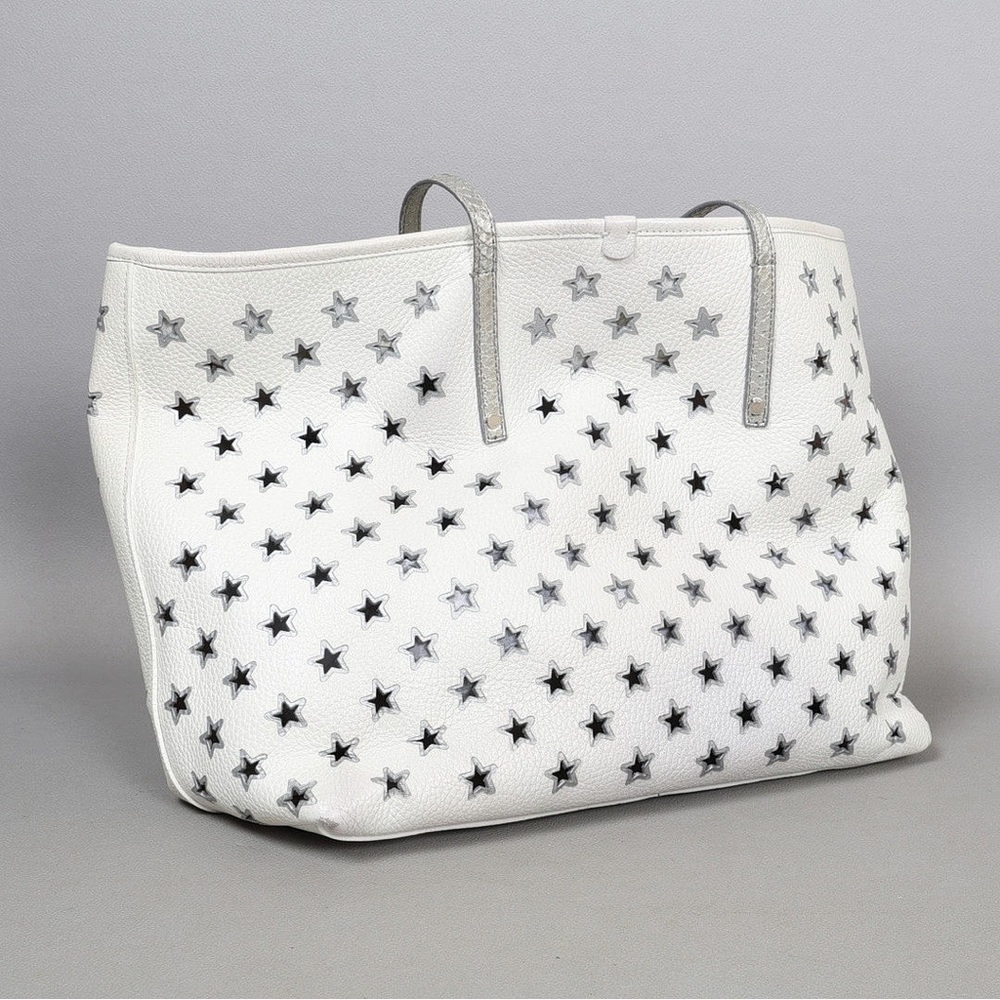 Jimmy Choo Sasha Tote Bag, Star Punching Python Leather, White - Picture 2 of 7